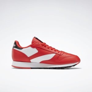 Adidasy Męskie Reebok Classic Leather Czarne/Czerwone/Białe PL 76AMQRT